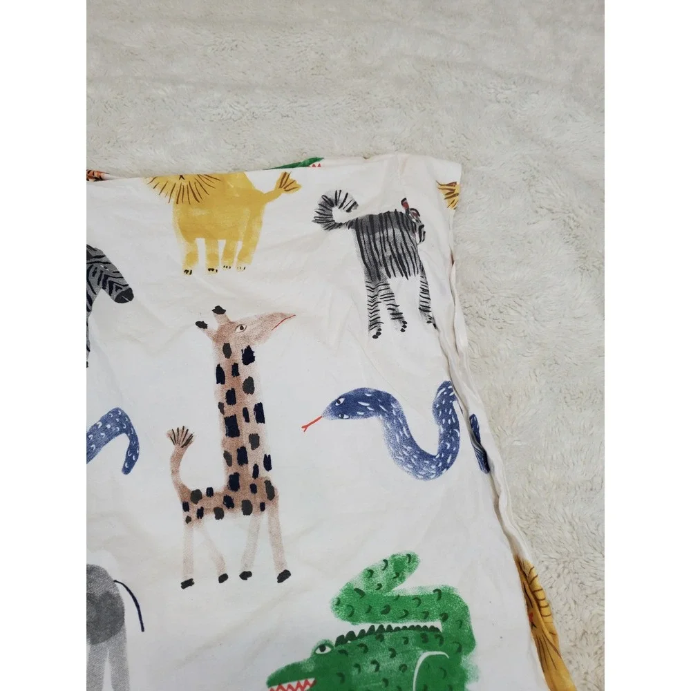 Pottery Barn Kids White Animal Organic Cotton Silly Safari Standard Pillowcase